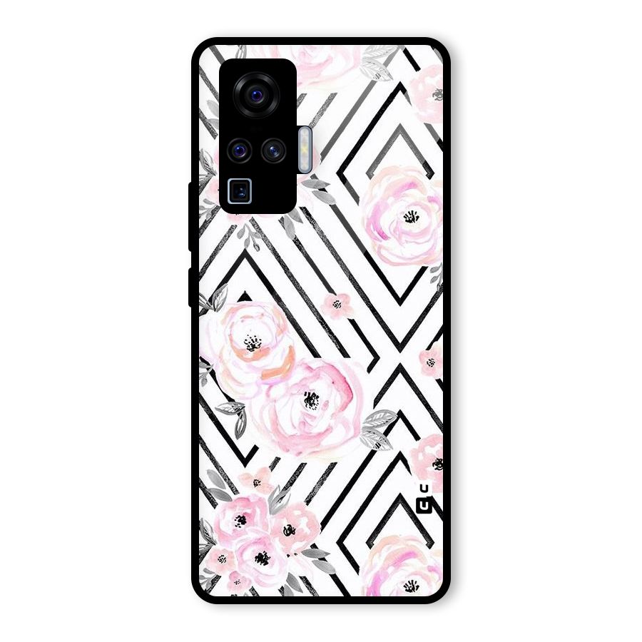 Light Pastel Flowers Design Glass Back Case for Vivo X50 Pro