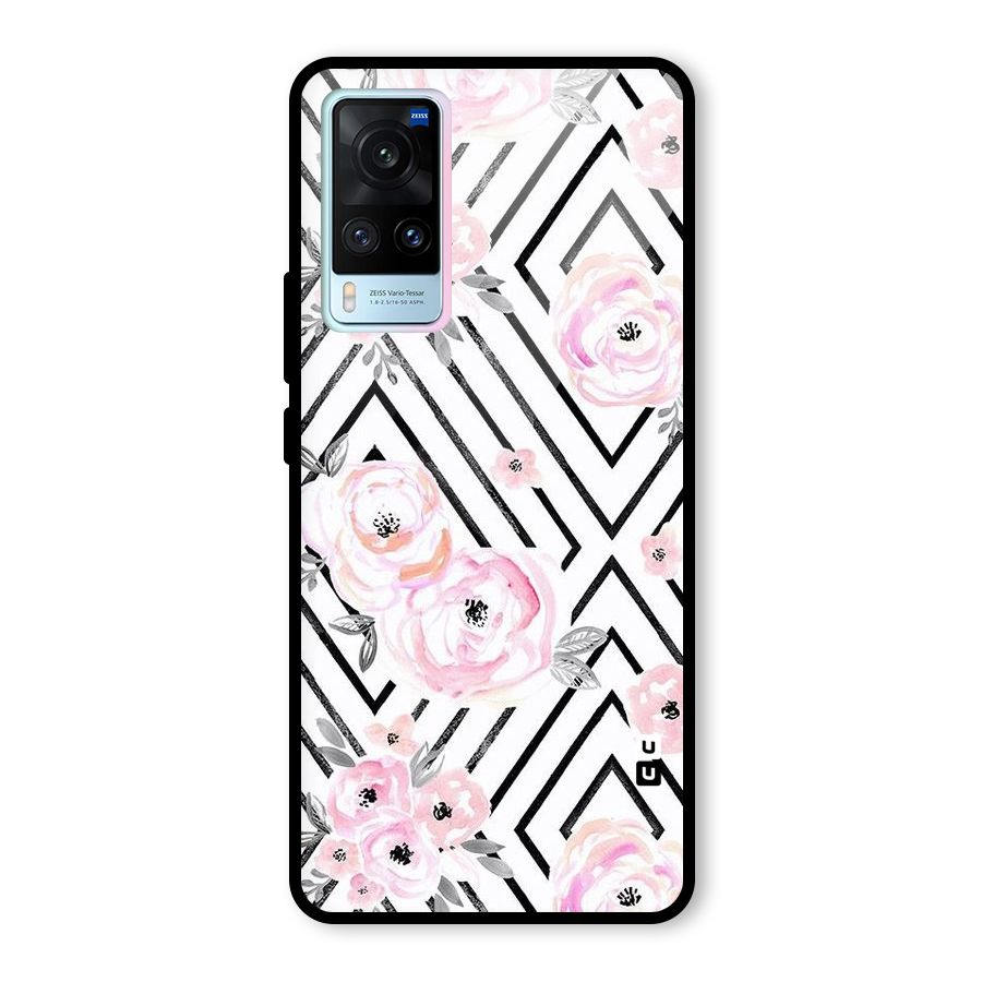 Light Pastel Flowers Design Glass Back Case for Vivo X60