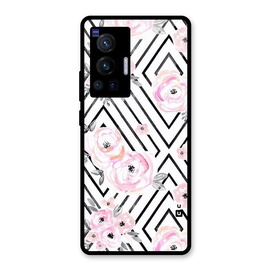 Light Pastel Flowers Design Glass Back Case for Vivo X70 Pro
