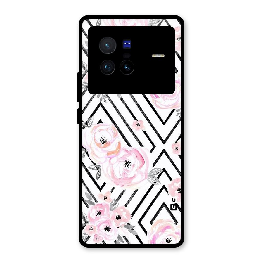 Light Pastel Flowers Design Glass Back Case for Vivo X80