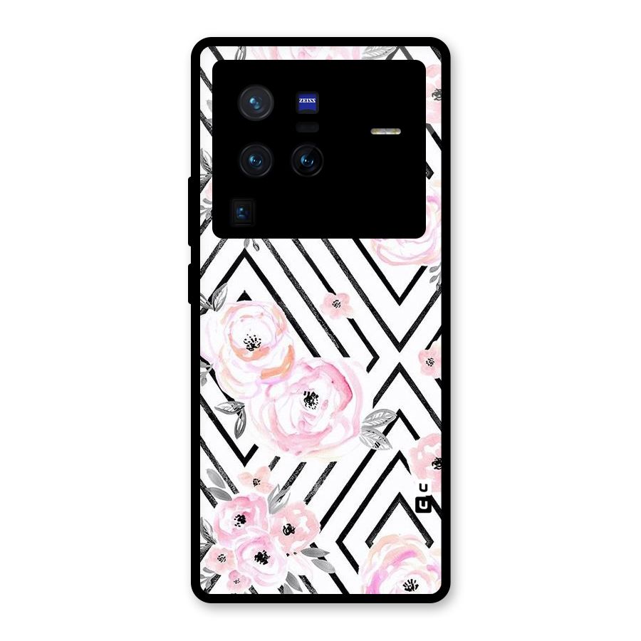 Light Pastel Flowers Design Glass Back Case for Vivo X80 Pro