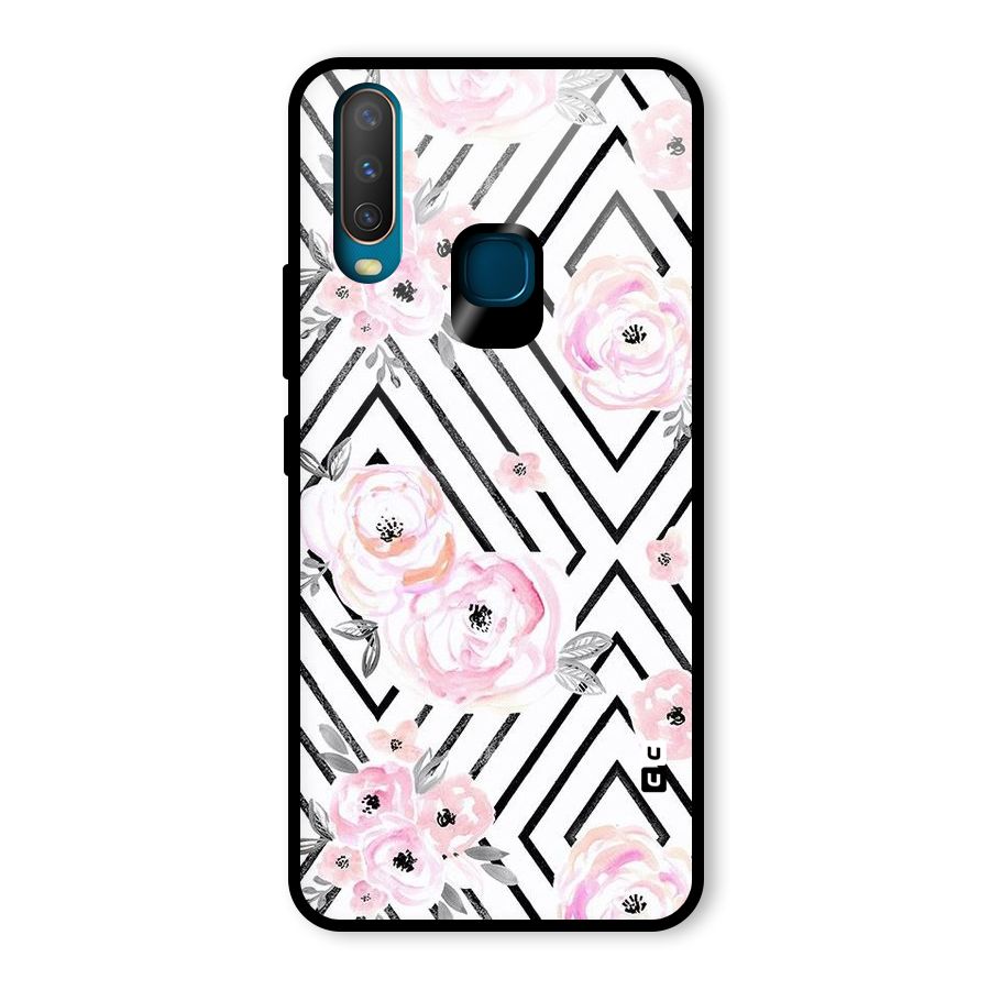 Light Pastel Flowers Design Glass Back Case for Vivo Y15
