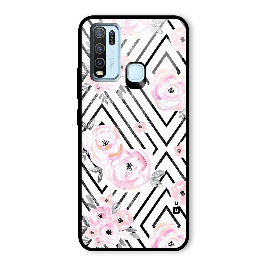 Light Pastel Flowers Design Glass Back Case for Vivo Y50