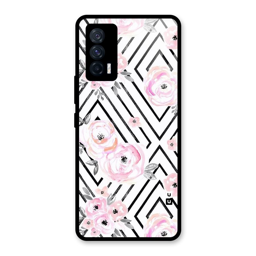 Light Pastel Flowers Design Glass Back Case for Vivo iQOO 7 5G
