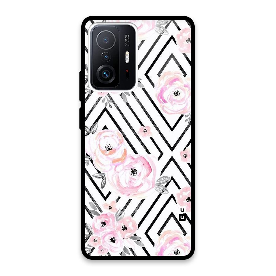 Light Pastel Flowers Design Glass Back Case for Xiaomi 11T Pro