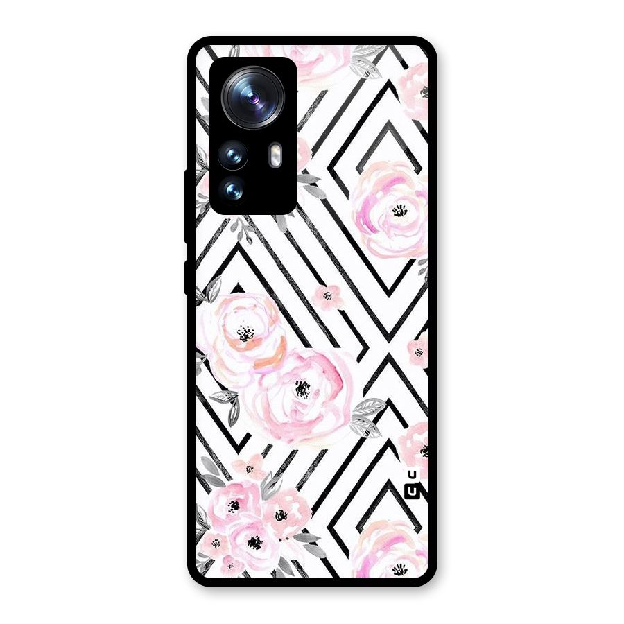 Light Pastel Flowers Design Glass Back Case for Xiaomi 12 Pro