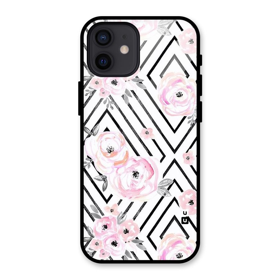 Light Pastel Flowers Design Glass Back Case for iPhone 12