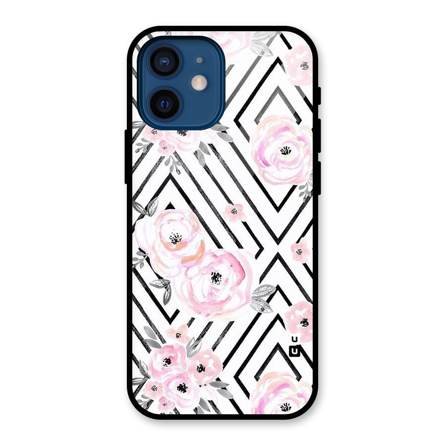Light Pastel Flowers Design Glass Back Case for iPhone 12 Mini