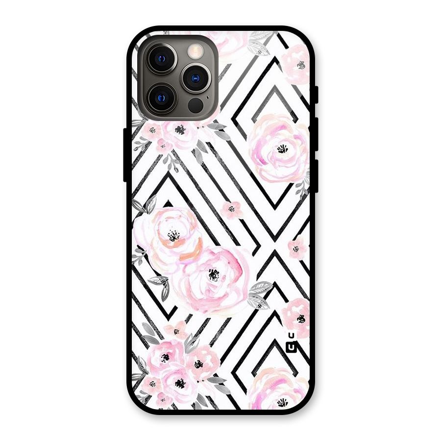 Light Pastel Flowers Design Glass Back Case for iPhone 12 Pro