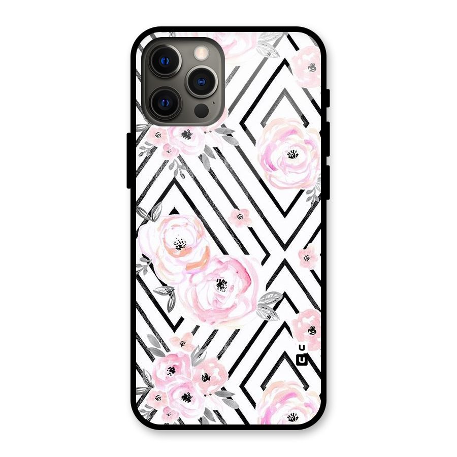 Light Pastel Flowers Design Glass Back Case for iPhone 12 Pro Max