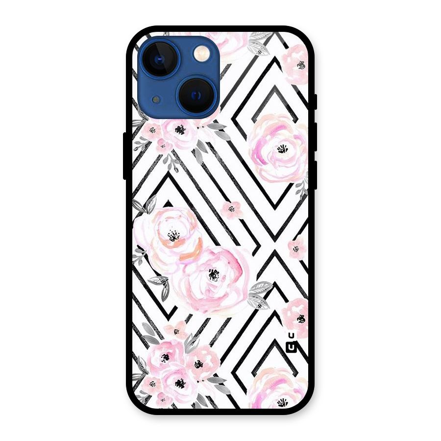 Light Pastel Flowers Design Glass Back Case for iPhone 13 Mini