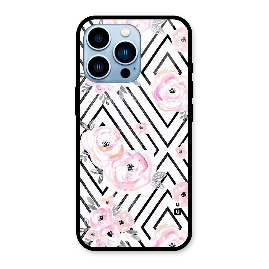 Light Pastel Flowers Design Glass Back Case for iPhone 13 Pro
