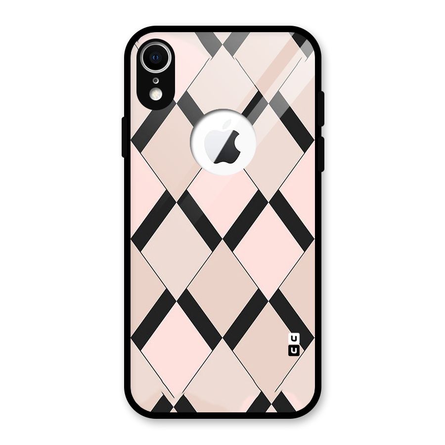 Light Pink Glass Back Case for iPhone XR Logo Cut