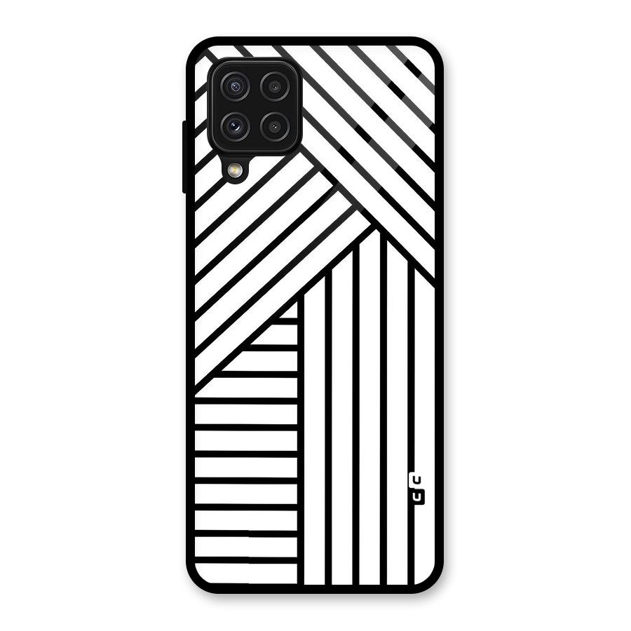 Lines Pattern Stripes Glass Back Case for Galaxy A22 4G