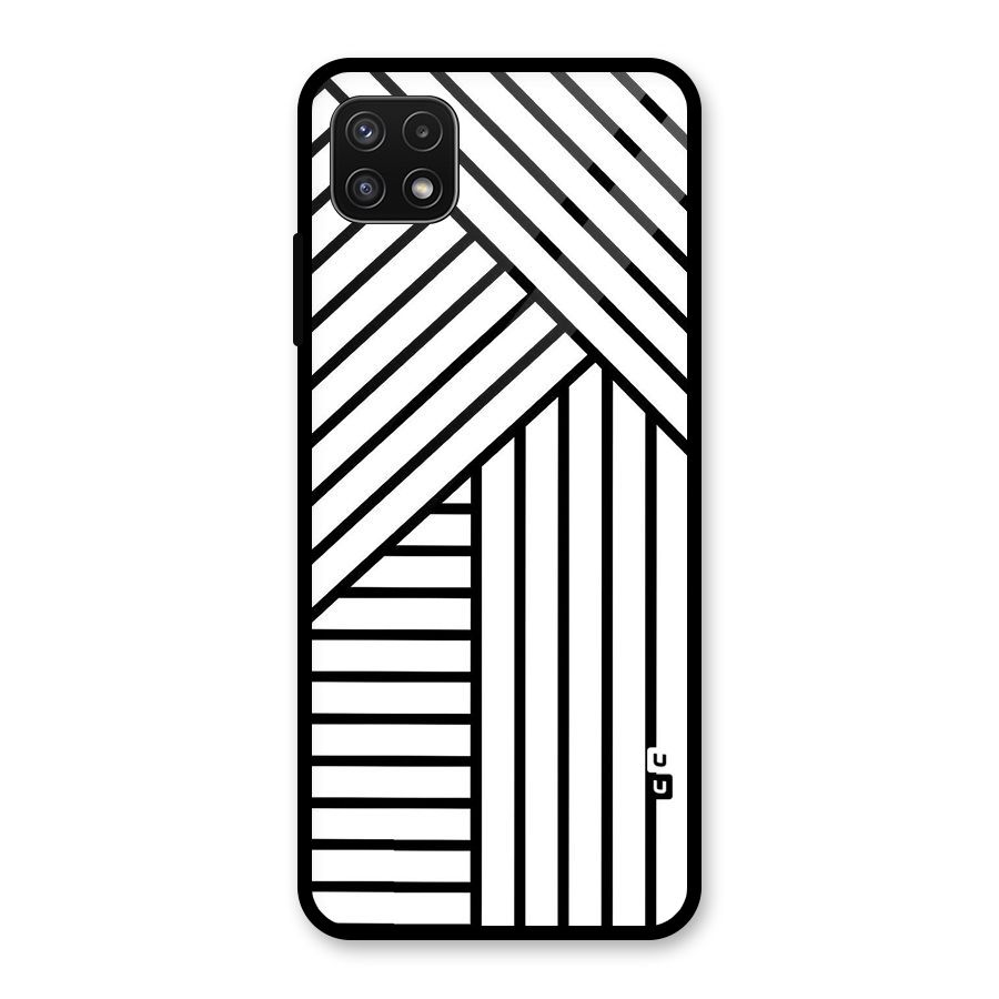 Lines Pattern Stripes Glass Back Case for Galaxy A22 5G