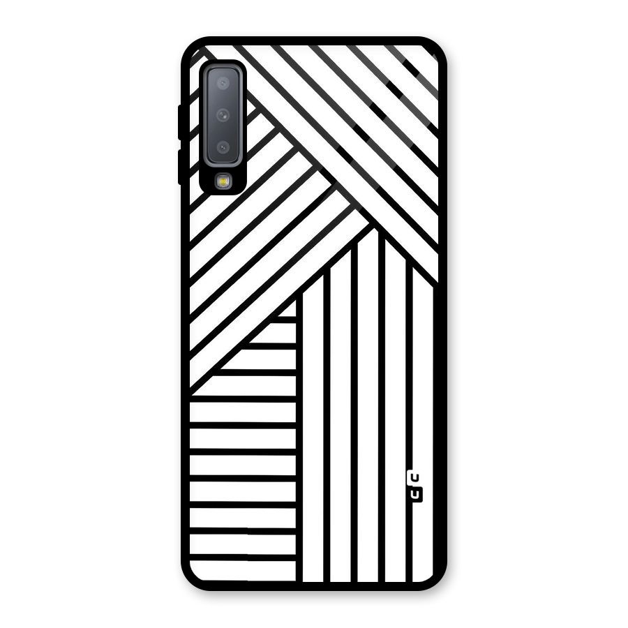 Lines Pattern Stripes Glass Back Case for Galaxy A7 (2018)
