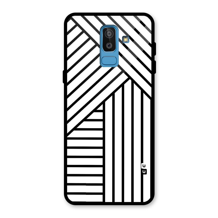 Lines Pattern Stripes Glass Back Case for Galaxy J8