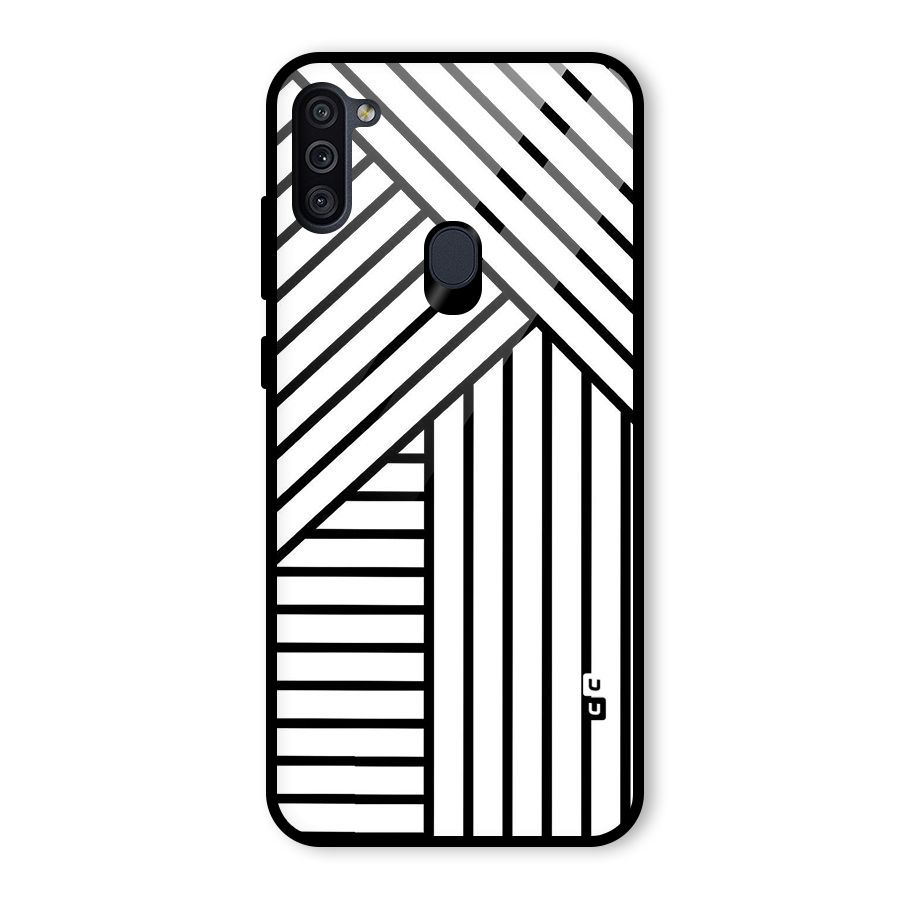 Lines Pattern Stripes Glass Back Case for Galaxy M11