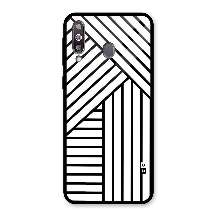 Lines Pattern Stripes Glass Back Case for Galaxy M30
