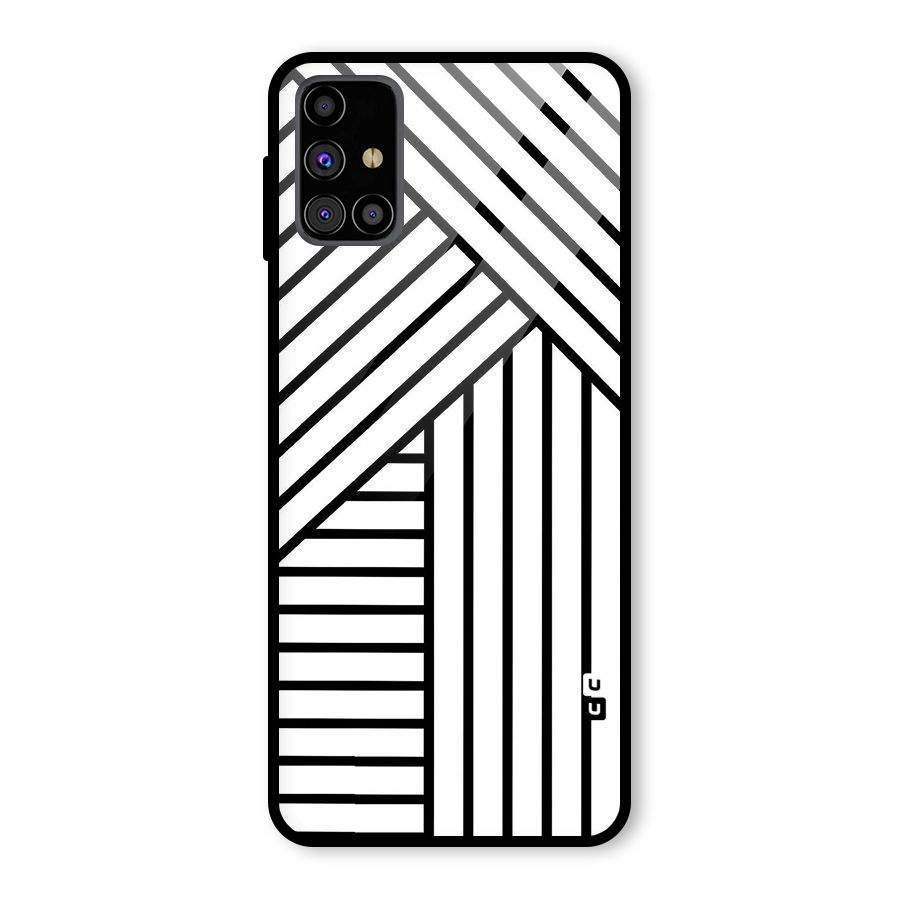 Lines Pattern Stripes Glass Back Case for Galaxy M31s