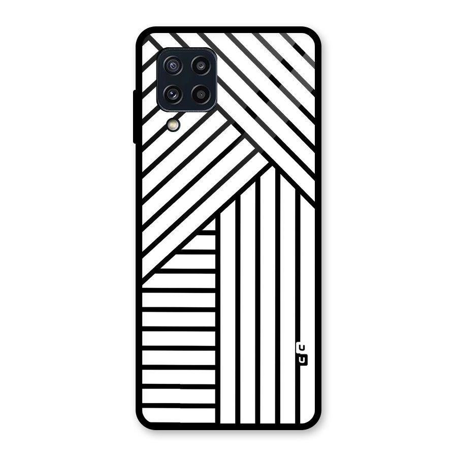 Lines Pattern Stripes Glass Back Case for Galaxy M32
