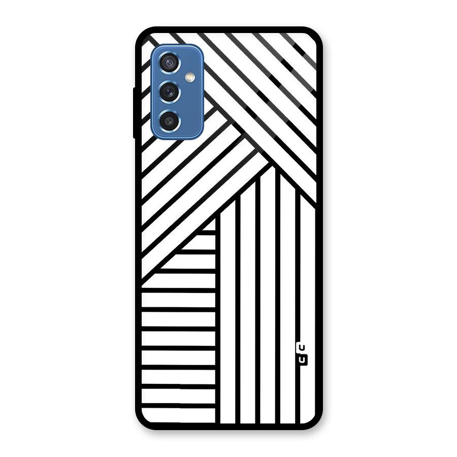 Lines Pattern Stripes Glass Back Case for Galaxy M52 5G