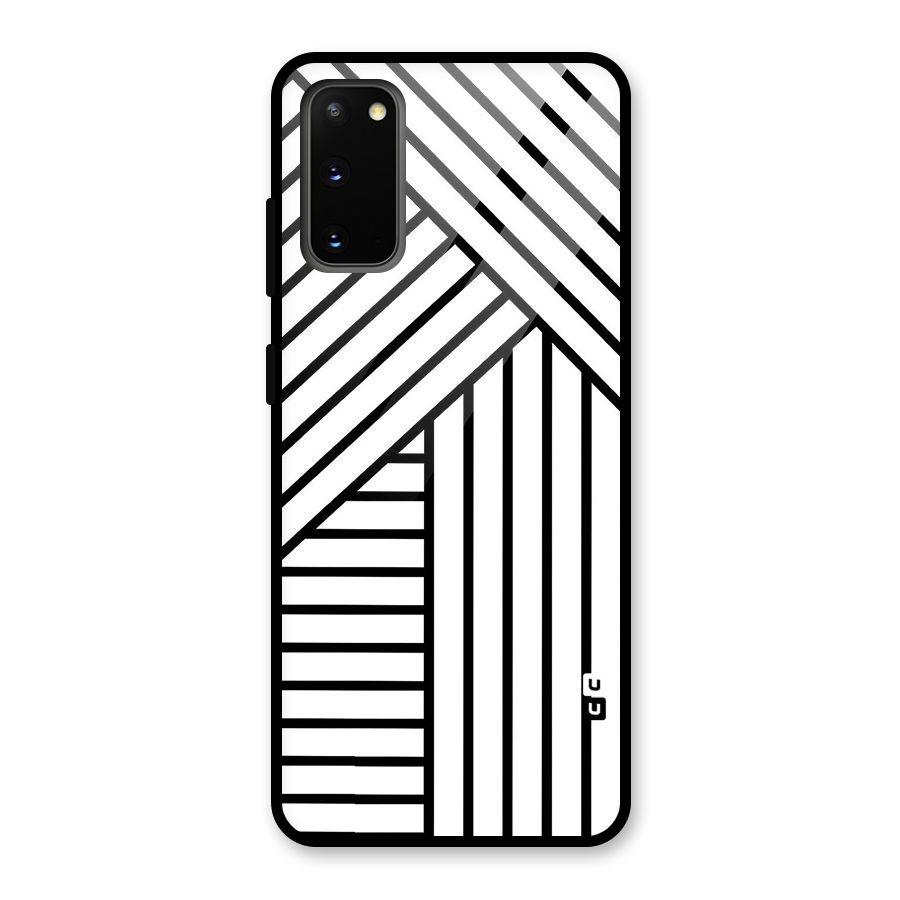 Lines Pattern Stripes Glass Back Case for Galaxy S20