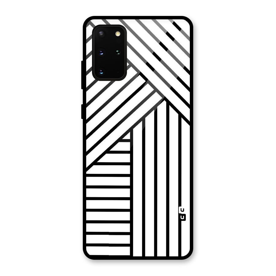 Lines Pattern Stripes Glass Back Case for Galaxy S20 Plus
