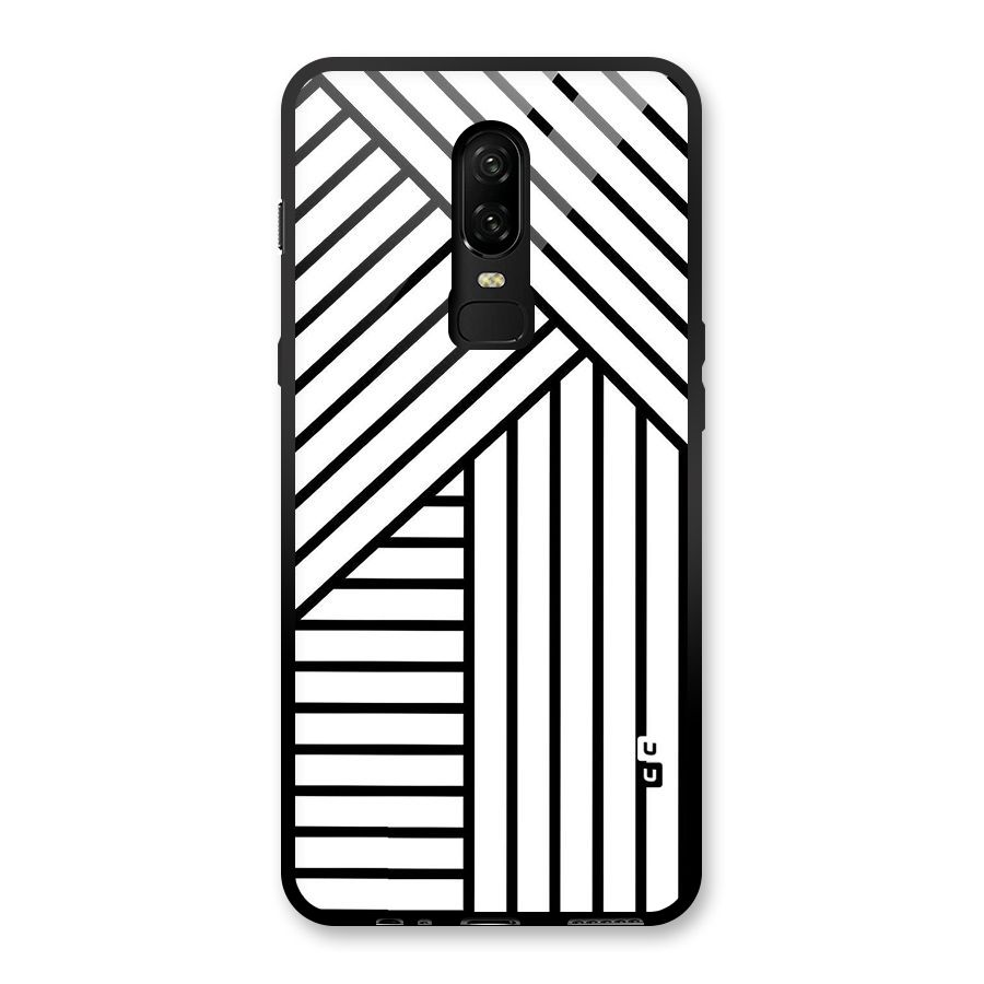 Lines Pattern Stripes Glass Back Case for OnePlus 6