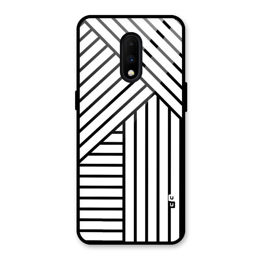 Lines Pattern Stripes Glass Back Case for OnePlus 7