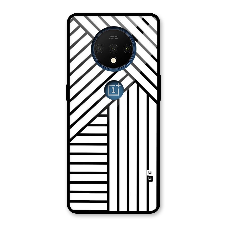 Lines Pattern Stripes Glass Back Case for OnePlus 7T