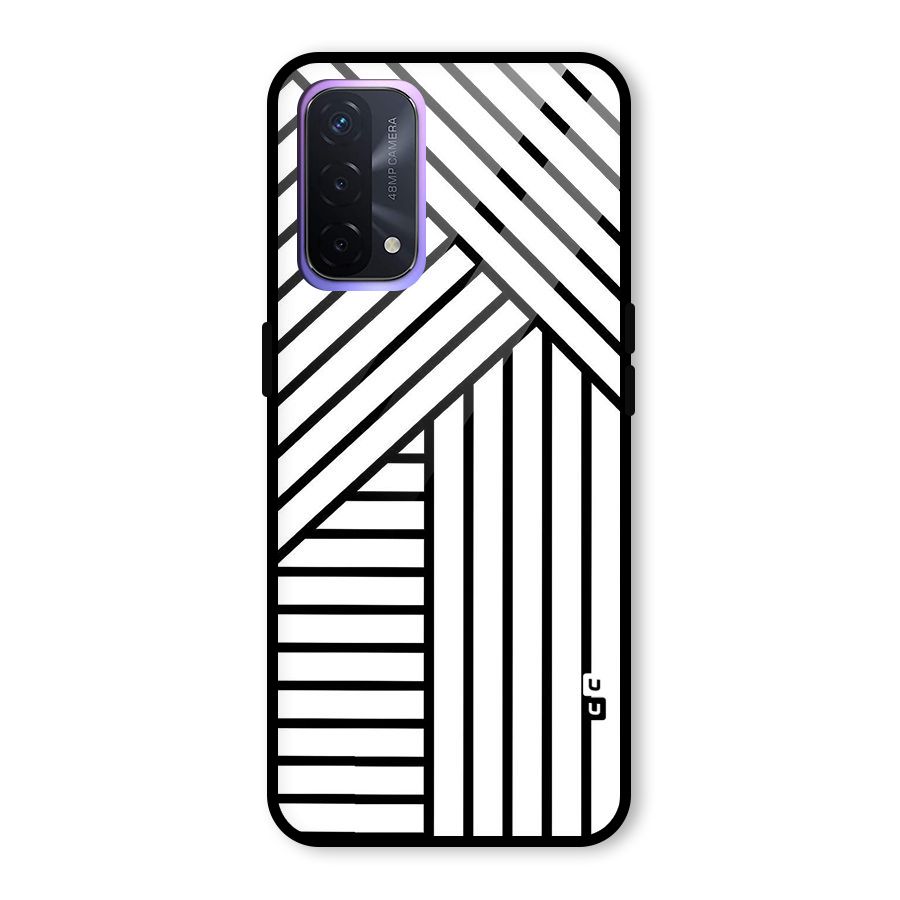 Lines Pattern Stripes Glass Back Case for Oppo A74 5G