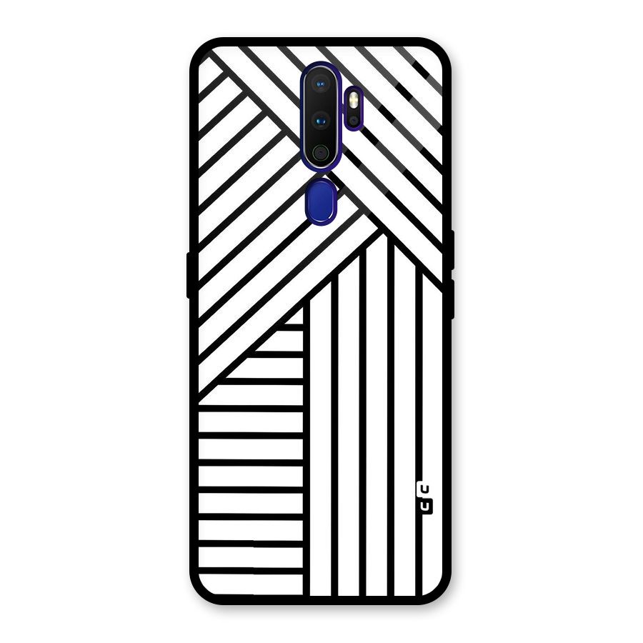 Lines Pattern Stripes Glass Back Case for Oppo A9 (2020)
