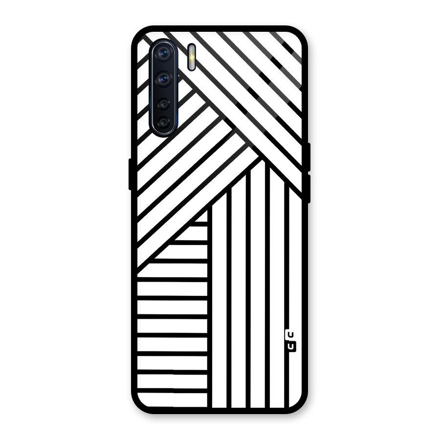 Lines Pattern Stripes Glass Back Case for Oppo F15