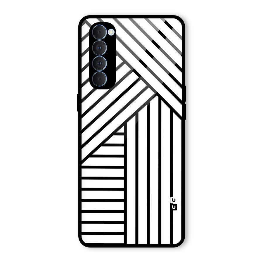 Lines Pattern Stripes Glass Back Case for Oppo Reno4 Pro