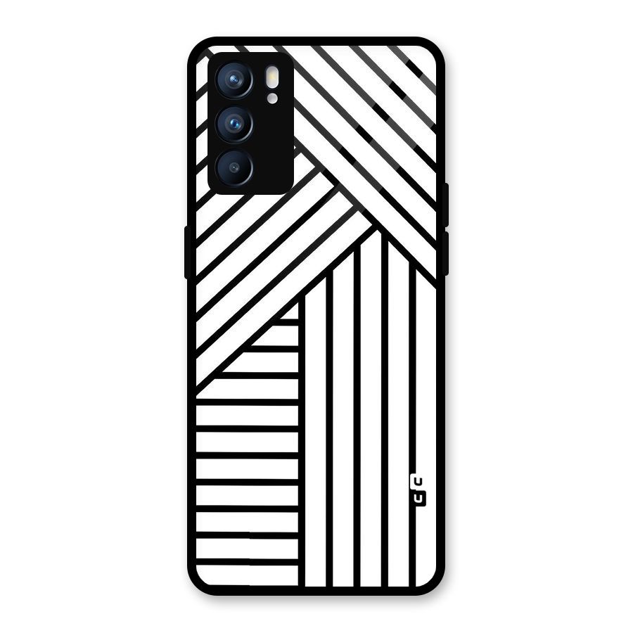Lines Pattern Stripes Glass Back Case for Oppo Reno6 5G
