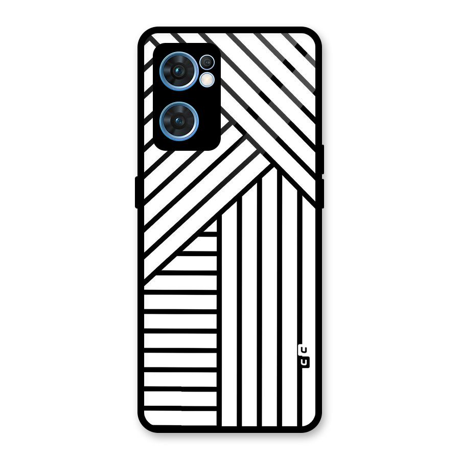 Lines Pattern Stripes Glass Back Case for Oppo Reno7 5G