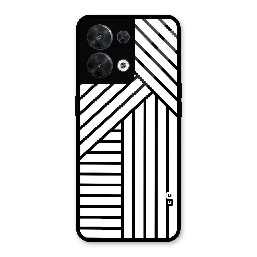 Lines Pattern Stripes Glass Back Case for Oppo Reno8 5G