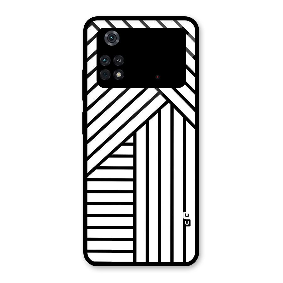 Lines Pattern Stripes Glass Back Case for Poco M4 Pro 4G