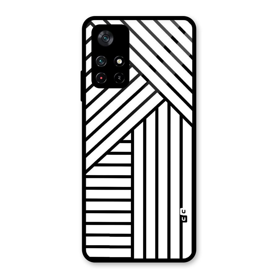 Lines Pattern Stripes Glass Back Case for Poco M4 Pro 5G