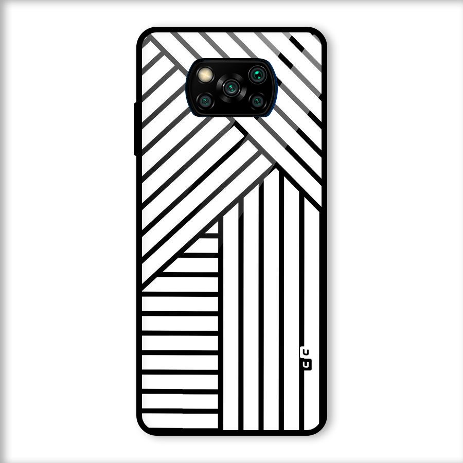 Lines Pattern Stripes Glass Back Case for Poco X3