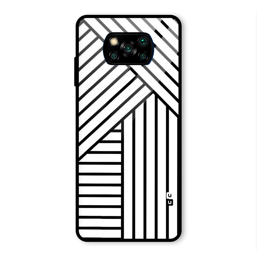 Lines Pattern Stripes Glass Back Case for Poco X3 Pro