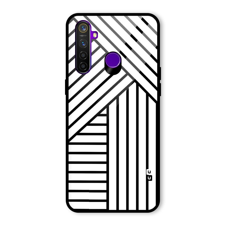 Lines Pattern Stripes Glass Back Case for Realme 5 Pro