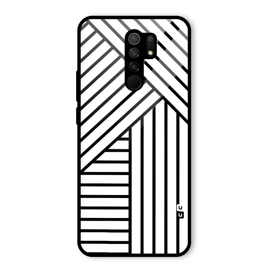 Lines Pattern Stripes Glass Back Case for Redmi 9 Prime