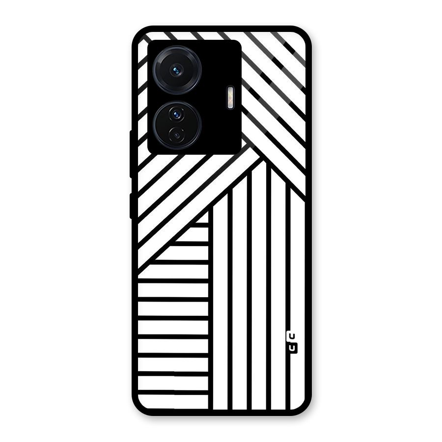 Lines Pattern Stripes Glass Back Case for Vivo T1 Pro