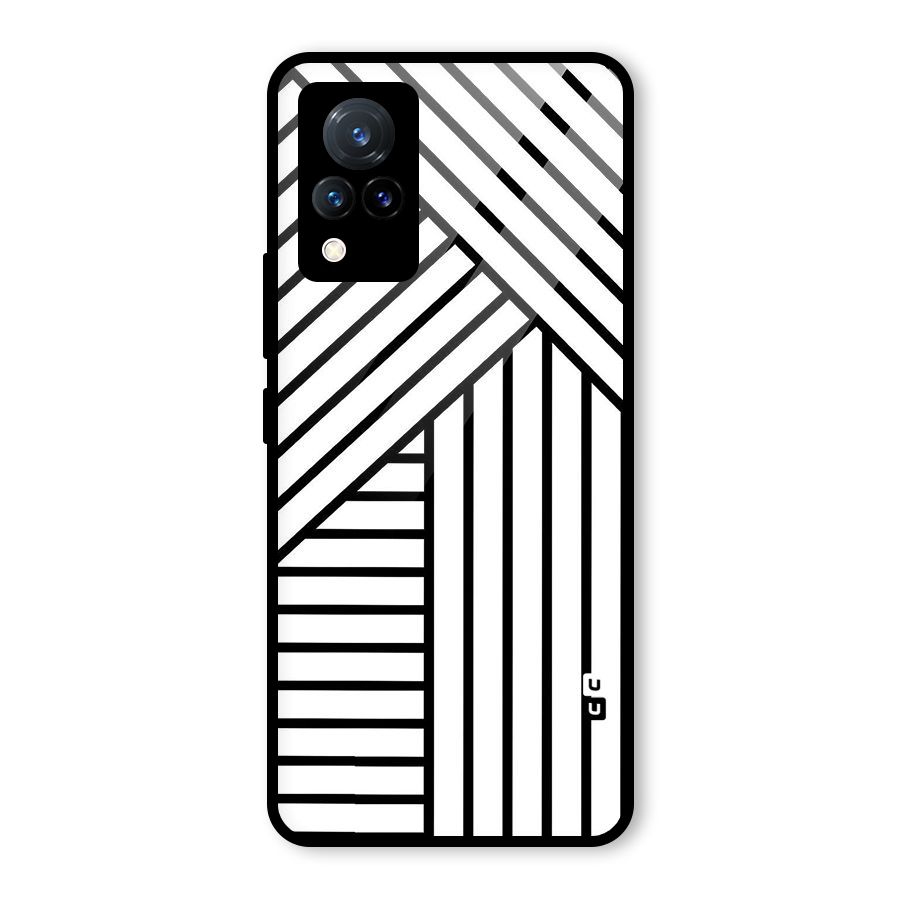 Lines Pattern Stripes Glass Back Case for Vivo V21 5G