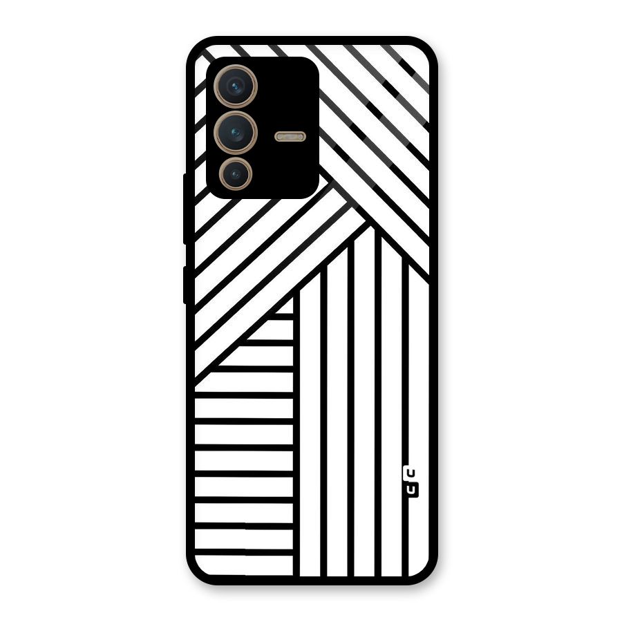 Lines Pattern Stripes Glass Back Case for Vivo V23 5G