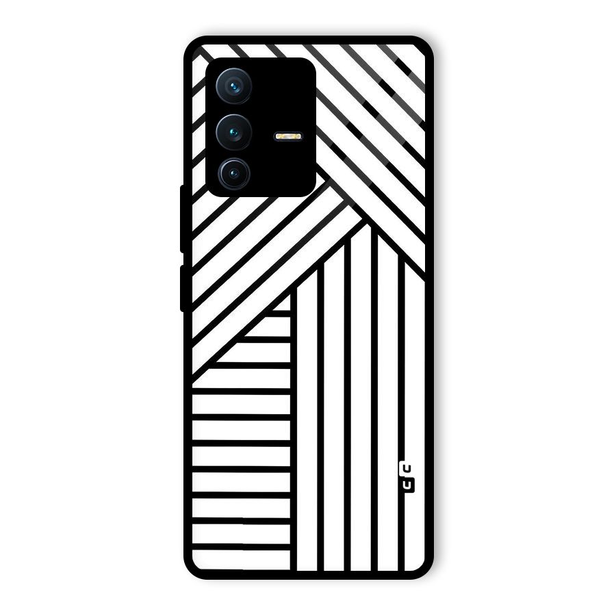 Lines Pattern Stripes Glass Back Case for Vivo V23 Pro