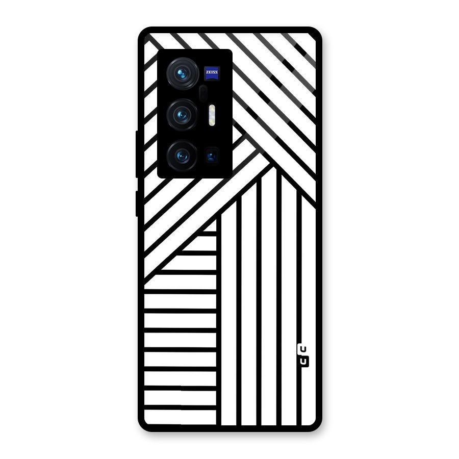 Lines Pattern Stripes Glass Back Case for Vivo X70 Pro Plus