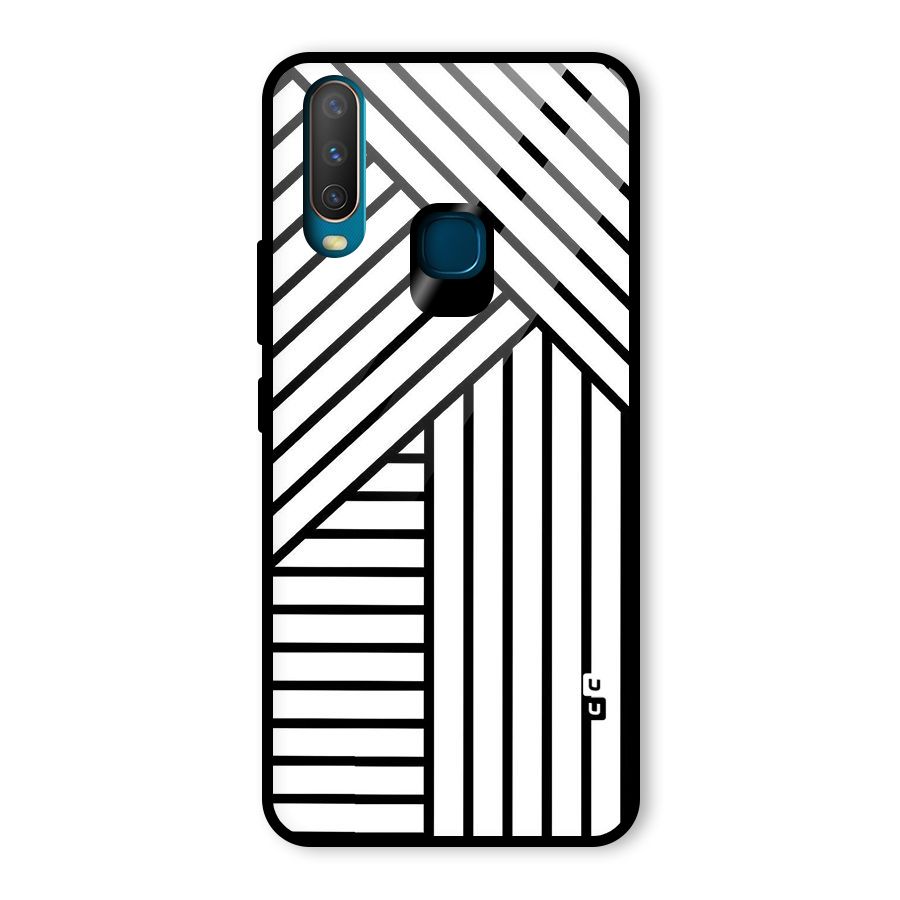 Lines Pattern Stripes Glass Back Case for Vivo Y12